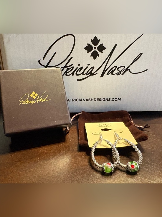 Patricia Nash Jewelry - Patricia Nash Tear Drop Earrings NWT Silver Ox / Green